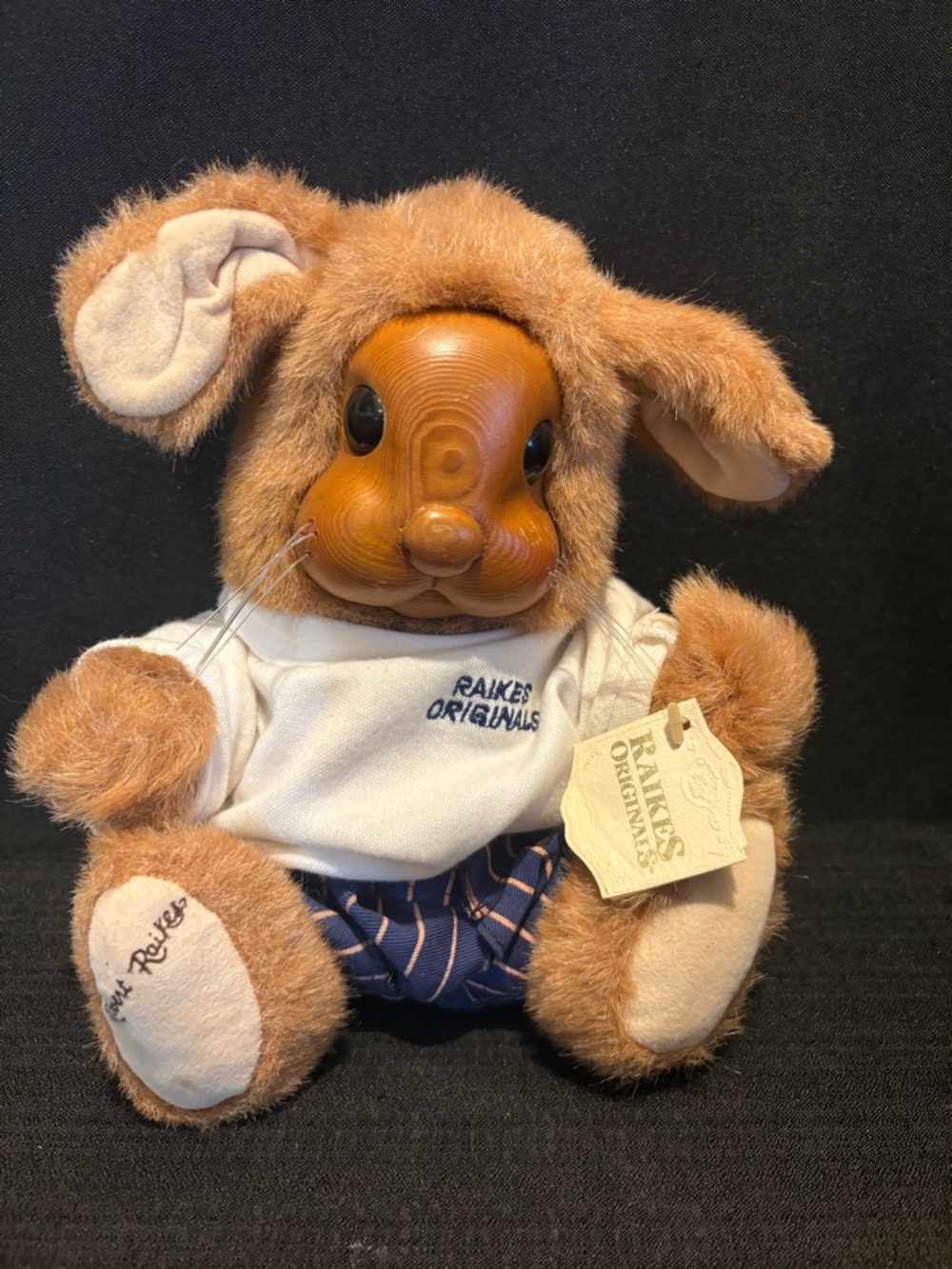 Vintage Robert Raikes Originals Vincent Jr Bunny Rabbit W/Tags -Unique Wood Face